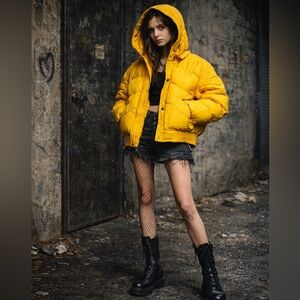 McQ Alexander McQueen Yellow Hybrid Puffer Vest EU 38 / US 2 Detachable Sleeves